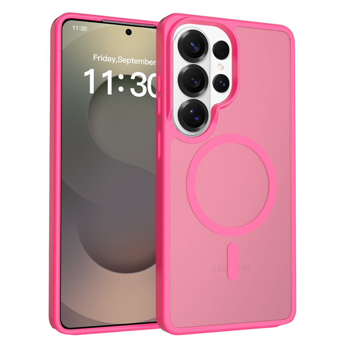 Husa de protectie pentru Samsung Galaxy S26 Ultra, Omelivon, MagSafe, Incarcare Wireless, Antisoc, Margini Ridicate pentru Protectia Ecranului si a Camerelor, Materiale Premium, Roz inchis