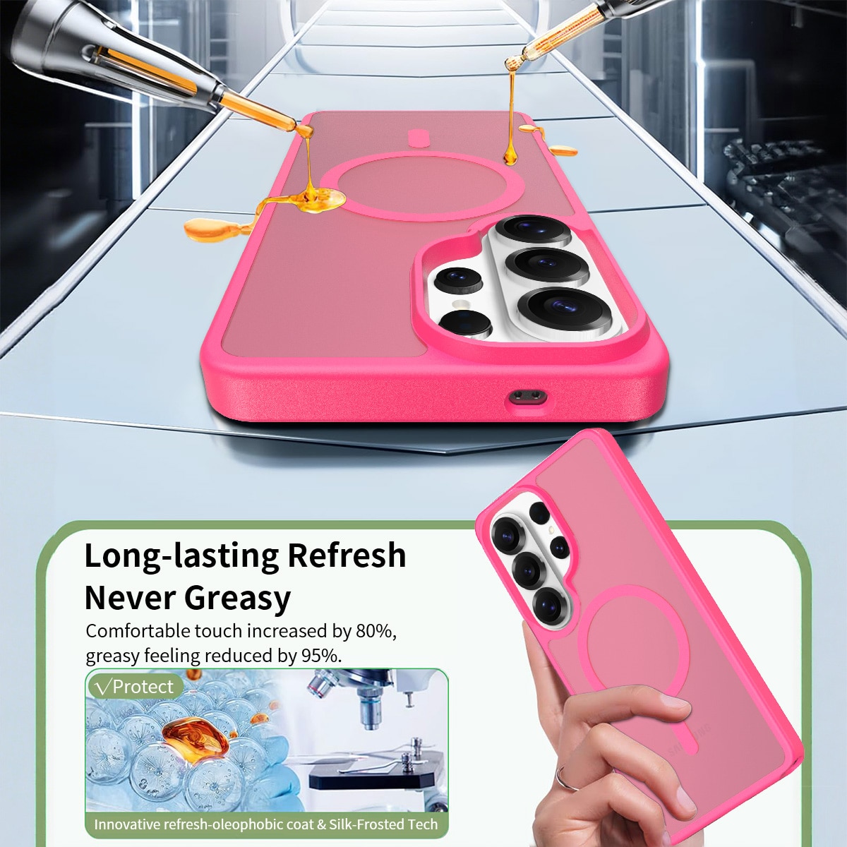 Husa de protectie pentru Samsung Galaxy S26 Ultra, Omelivon, MagSafe, Incarcare Wireless, Antisoc, Margini Ridicate pentru Protectia Ecranului si a Camerelor, Materiale Premium, Roz inchis