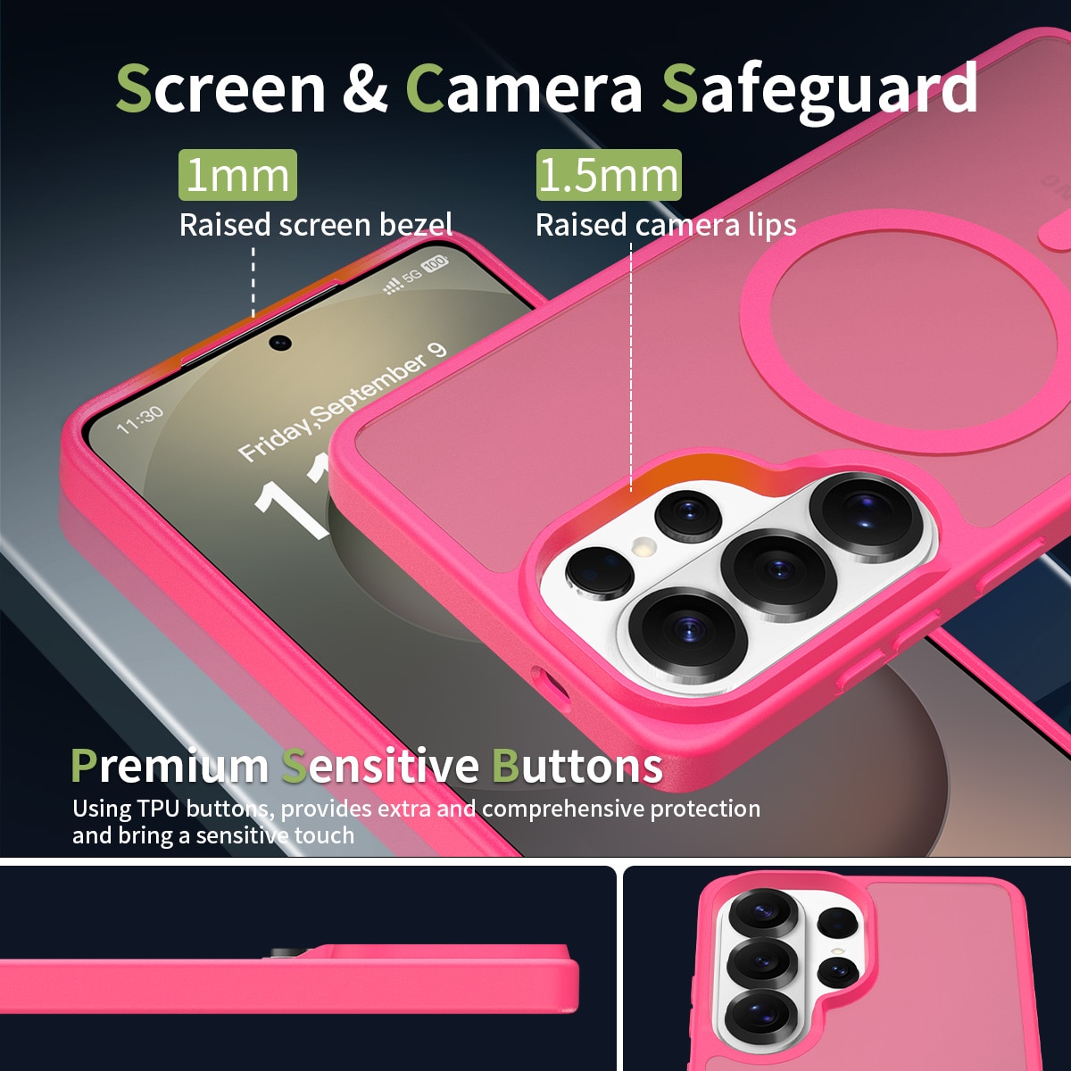 Husa de protectie pentru Samsung Galaxy S26 Ultra, Omelivon, MagSafe, Incarcare Wireless, Antisoc, Margini Ridicate pentru Protectia Ecranului si a Camerelor, Materiale Premium, Roz inchis