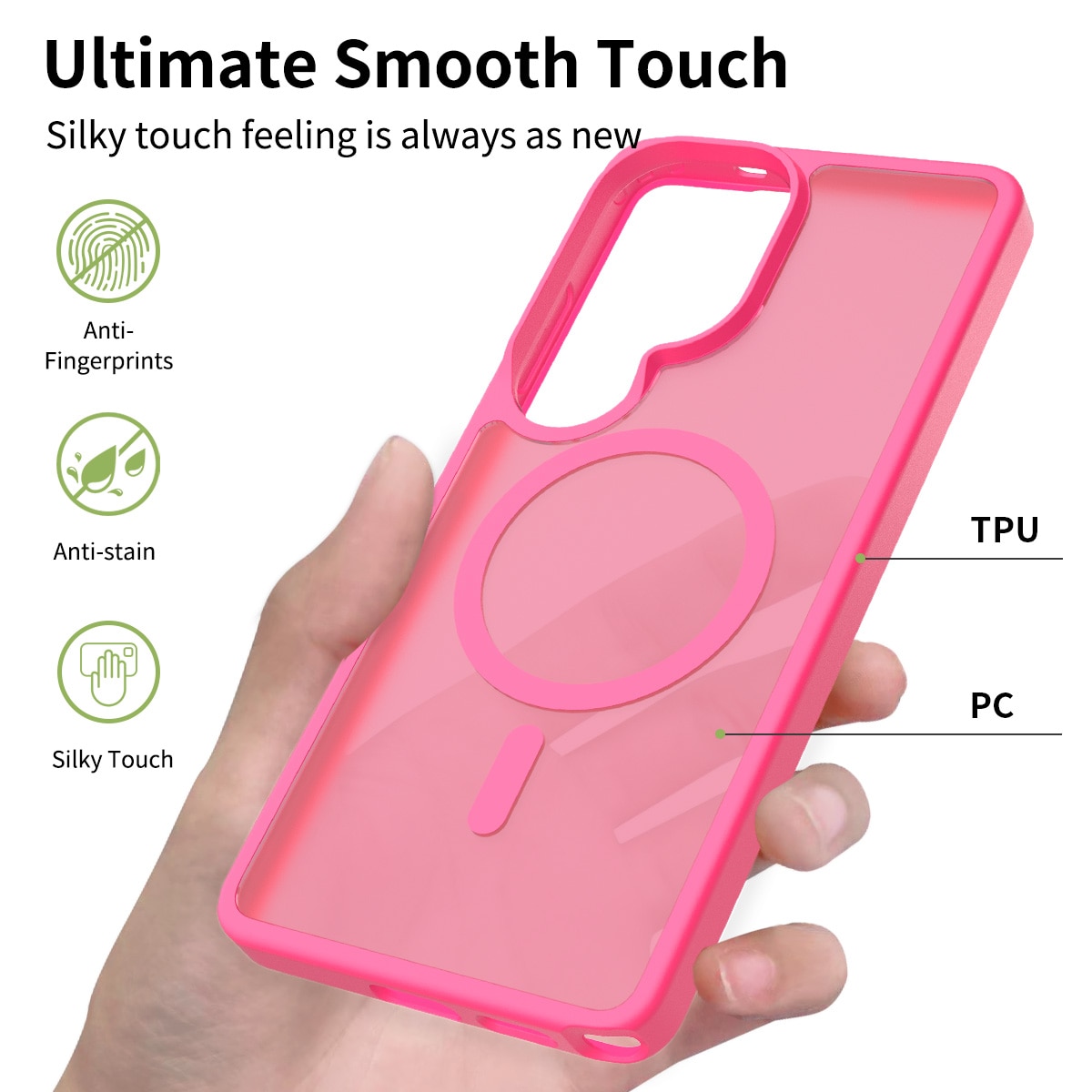 Husa de protectie pentru Samsung Galaxy S26 Ultra, Omelivon, MagSafe, Incarcare Wireless, Antisoc, Margini Ridicate pentru Protectia Ecranului si a Camerelor, Materiale Premium, Roz inchis