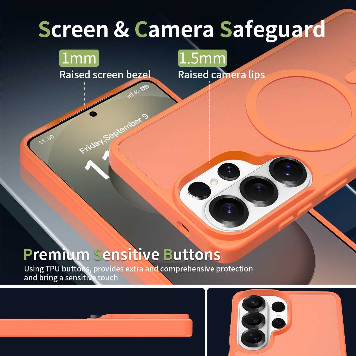 Husa de protectie pentru Samsung Galaxy S26 Ultra, Omelivon, MagSafe, Incarcare Wireless, Antisoc, Margini Ridicate pentru Protectia Ecranului si a Camerelor, Materiale Premium, Portocaliu