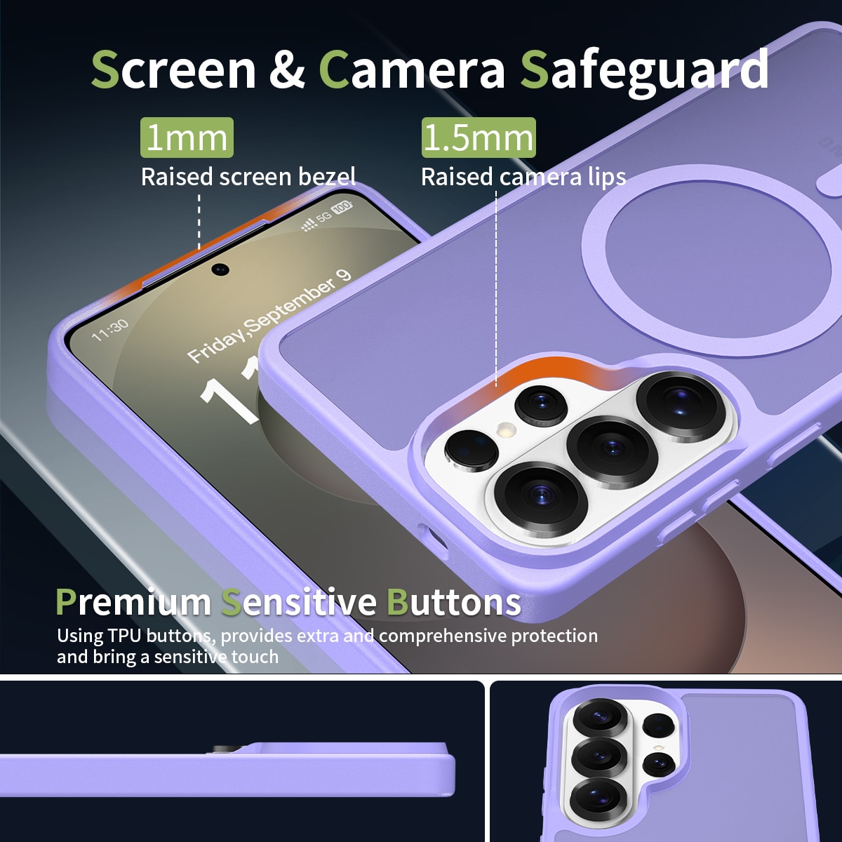 Husă de protecție pentru Samsung Galaxy S25 Ultra, MagSafe, Violet deschis, 1mm x 1.5mm, set
