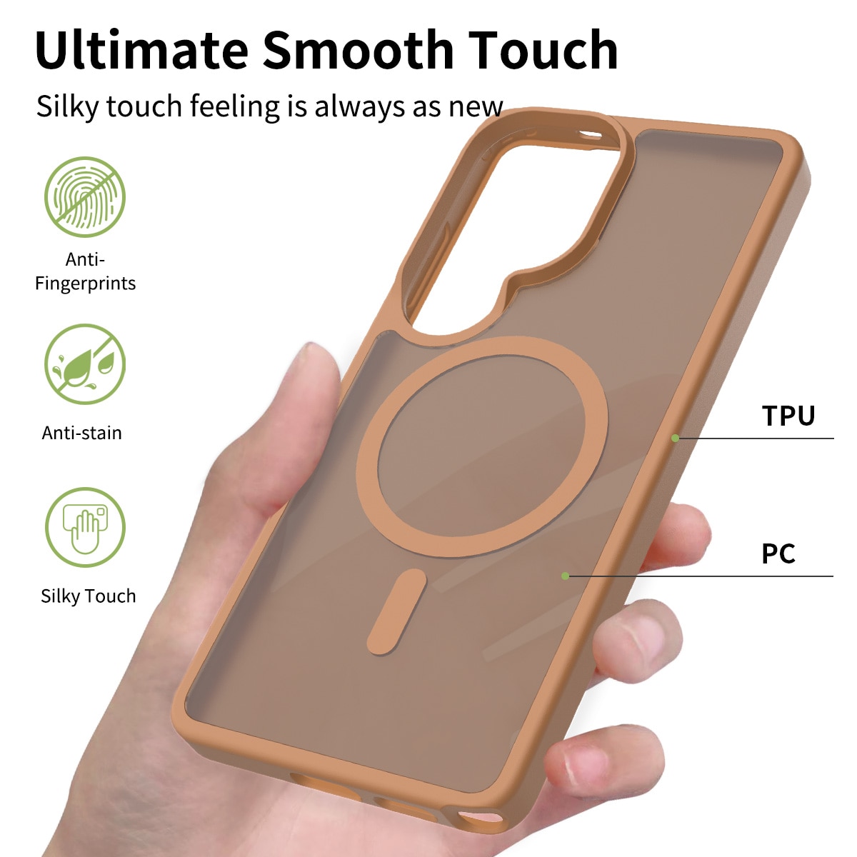 Husa de protectie pentru Samsung Galaxy S26 Ultra, Omelivon, MagSafe, Incarcare Wireless, Antisoc, Margini Ridicate pentru Protectia Ecranului si a Camerelor, Materiale Premium, Maro