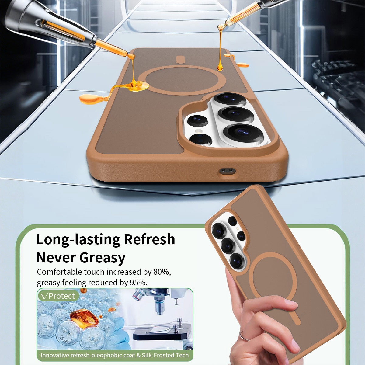 Husa de protectie pentru Samsung Galaxy S26 Ultra, Omelivon, MagSafe, Incarcare Wireless, Antisoc, Margini Ridicate pentru Protectia Ecranului si a Camerelor, Materiale Premium, Maro