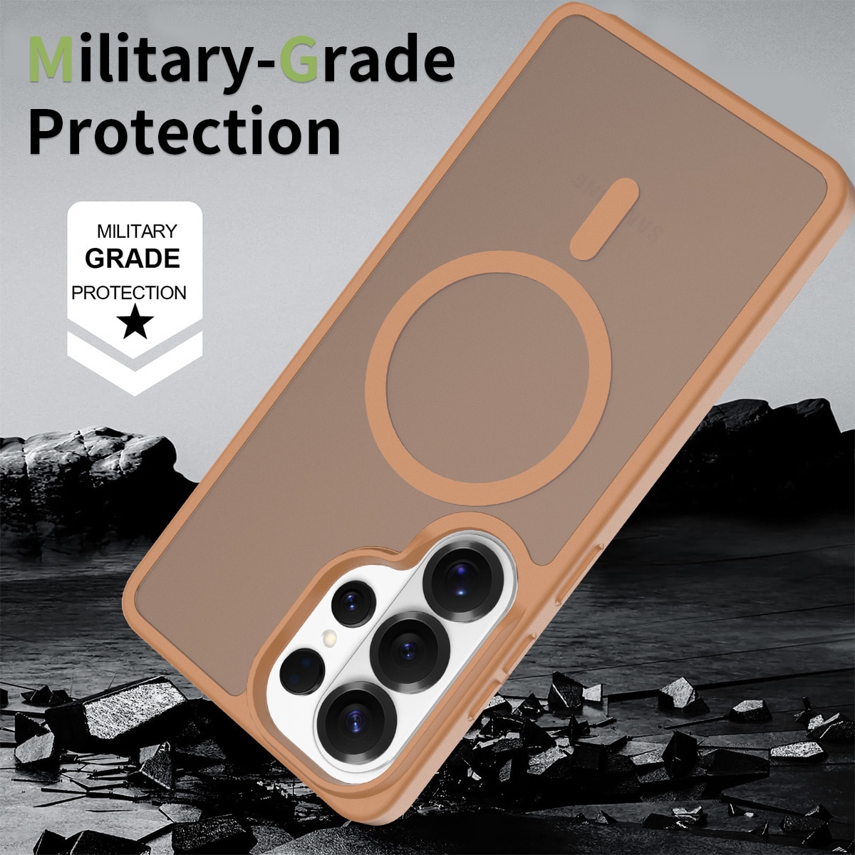 Husa de protectie pentru Samsung Galaxy S26 Ultra, Omelivon, MagSafe, Incarcare Wireless, Antisoc, Margini Ridicate pentru Protectia Ecranului si a Camerelor, Materiale Premium, Maro