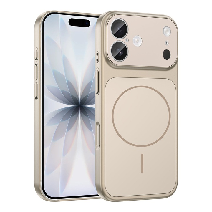 Калъф за Apple iPhone 16, EliteMorph Evolution Skin, съвместим с MagSafe, дизайн New Look, ултратънка хибридна защита, фина текстура, против пръстови отпечатъци, защита на камерите, подсилени ръбове, златист