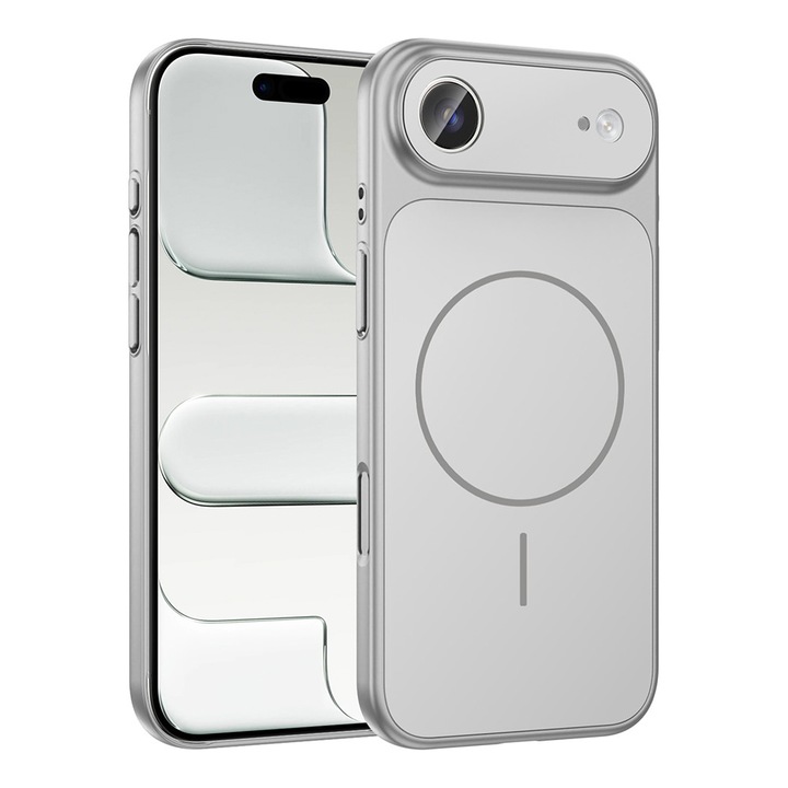 Калъф за Apple iPhone 17 Air. EliteMorph Evolution Skin, съвместим с MagSafe, дизайн New Look, ултратънка хибридна защита, фина текстура, против отпечатъци, защита на камерите, подсилени ръбове, сребрист