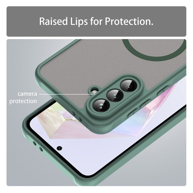 Husa Upzz® Halo Pentru Samsung Galaxy A56, Magsafe, Protectie Camere si Colturi, Super Rezistenta, Verde