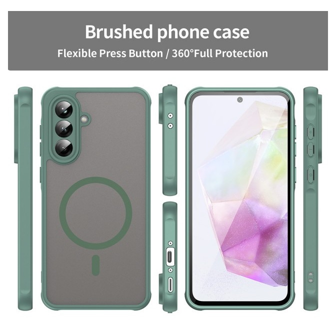 Husa Upzz® Halo Pentru Samsung Galaxy A56, Magsafe, Protectie Camere si Colturi, Super Rezistenta, Verde