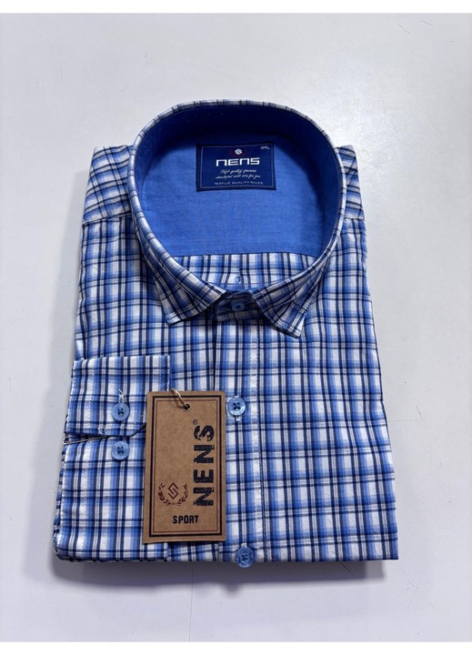 Camasa cu maneca lunga pentru barbati, Regular fit, Model cu carouri-1995, Albastru inchis/Albastru deschis, 3XL