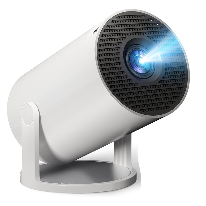 Video Proiector Portabil, NovaCast CinemaFlow, Rezolutie 720p Full HD, Android 11 TV, Wi-Fi 6, Bluetooth 5.0, Rotatie 180 Grade, Difuzor Integrat, Proiectii Clare, Protejeaza Vederea, Usor de Utilizat, Alb Lucios