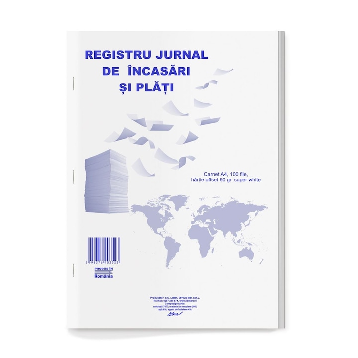 Registru jurnal de incasari si plati, A4, 100 file