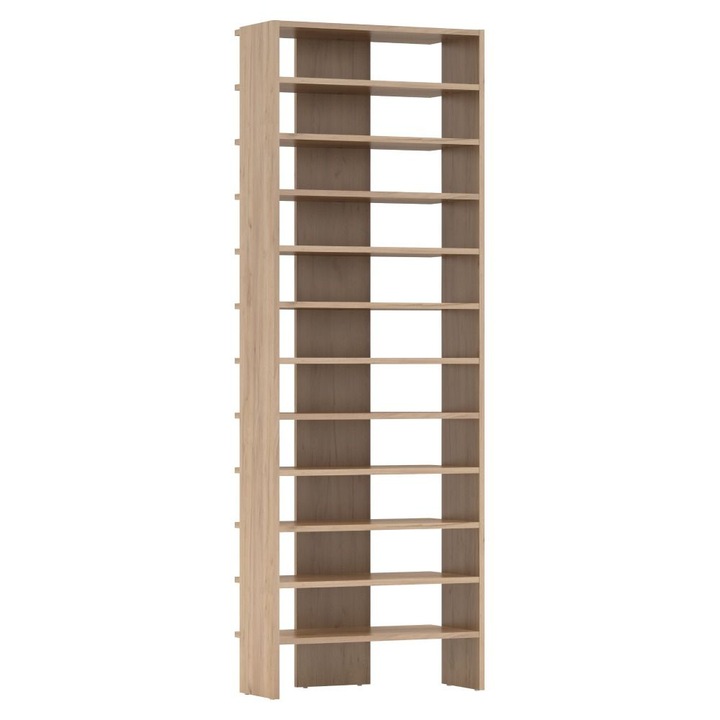 Pantofar DacEnergy©, realizat din DTD laminat, 63 x 31, 1 x 180 cm, spatiu de depozitare deschis, cu polite, culoare stejar artisan