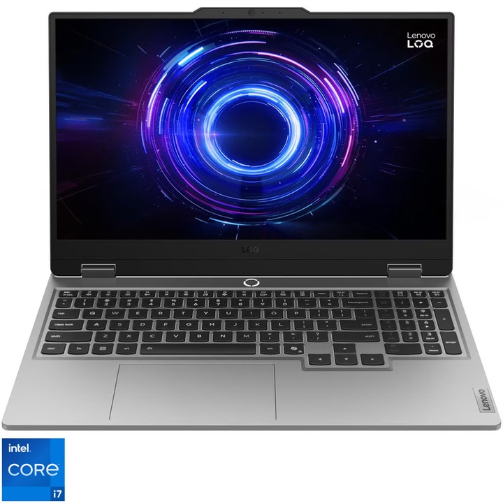 Laptop Gaming Lenovo LOQ 15IRX10 cu procesor Intel® Core i7-13650HX pana la 4.9GHz, 15.6" FHD, IPS, 144Hz, 32GB DDR5, 1TB SSD, NVIDIA® GeForce RTX™ 5060 8GB GDDR7, NO OS, Luna Grey