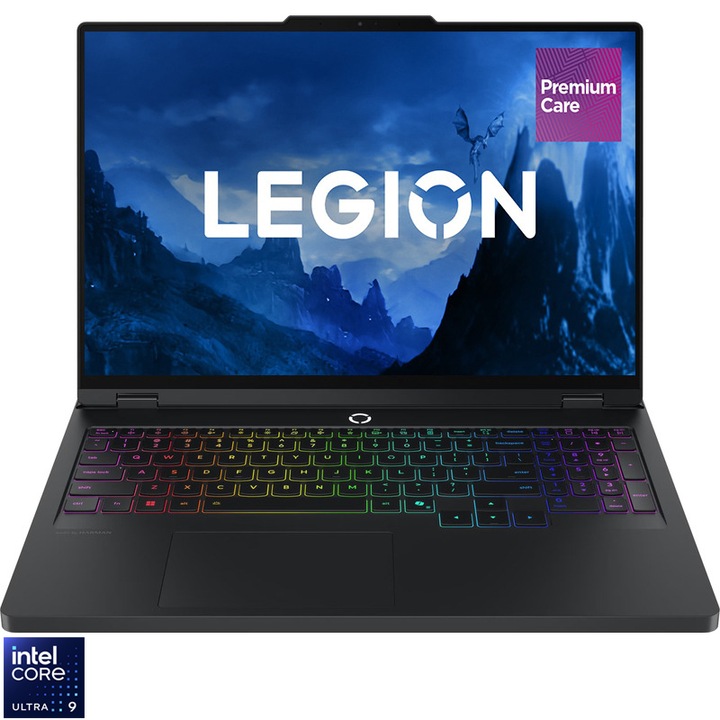 Laptop Gaming Lenovo Legion Pro 5 16IAX10H cu procesor Intel® Core™ Ultra 9 275HX pana la 5.4GHz, 16" WQXGA, OLED, 240Hz, 32GB DDR5 RAM, 1TB SSD, NVIDIA® GeForce RTX™ 5070 Ti 12GB GDDR7, No OS, Eclipse Black, 3y on-site Premium Care