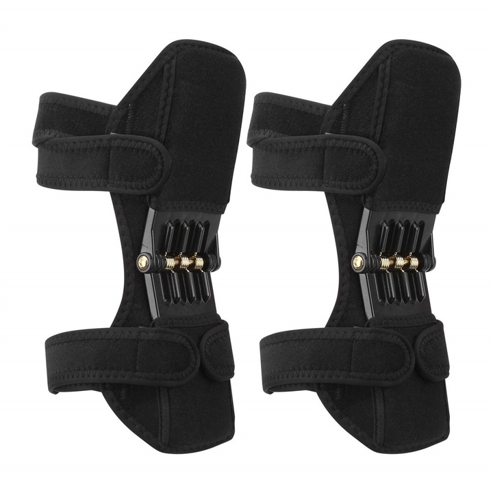 Set 2 Suporturi Pentru Genunchi, MorFansi®, Powerlift, Ajustabile, Respirabile, Constructie Din Aliaj si ABS, Unisex, Negru