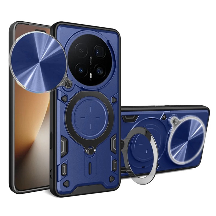 Husa pentru Honor Magic8 Pro, SKYDDAR INNOVATION, CamGuard Pro, Inel Magnetic, Protectie Camera, set cu sticker, Albastru