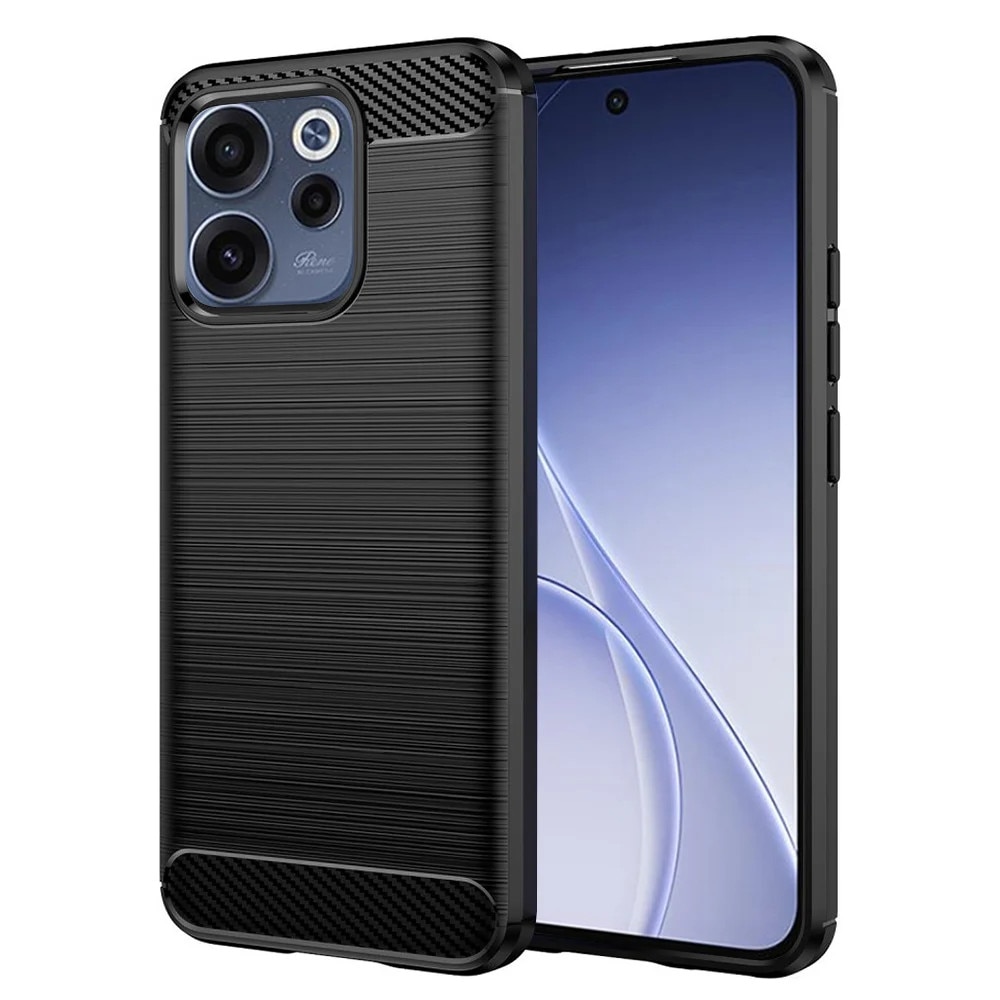 Husa pentru Oppo Reno 15F / Reno15 FS 5G, SKYDDAR INNOVATION, Carbon Silicone, din Silicon Slim, cu textura Fibra Carbon, set cu sticker, Negru