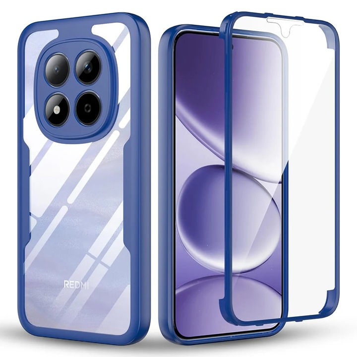 Husa + Folie pentru Xiaomi Redmi Note 15 Pro 5G, SKYDDAR INNOVATION, [Pachet 360°] ColorVerse, set cu sticker, Albastru