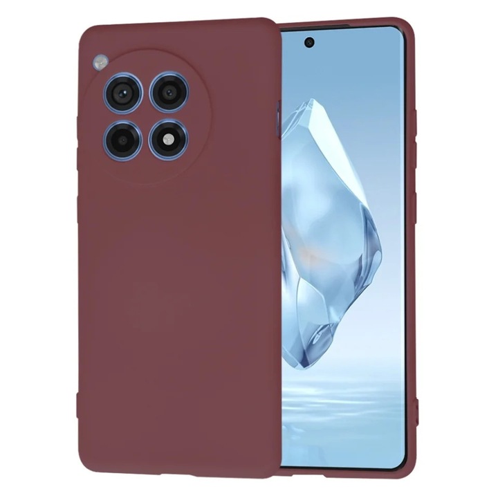 Husa pentru OnePlus 12R, SKYDDAR INNOVATION, din Silicon Catifelat, SoftElegance, set cu sticker, Bordo