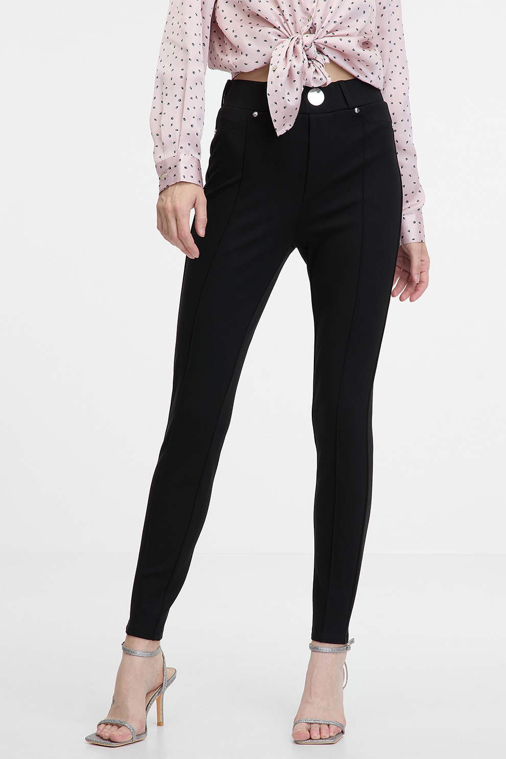 ORSAY, Pantaloni skinny cu talie inalta, Negru, 34