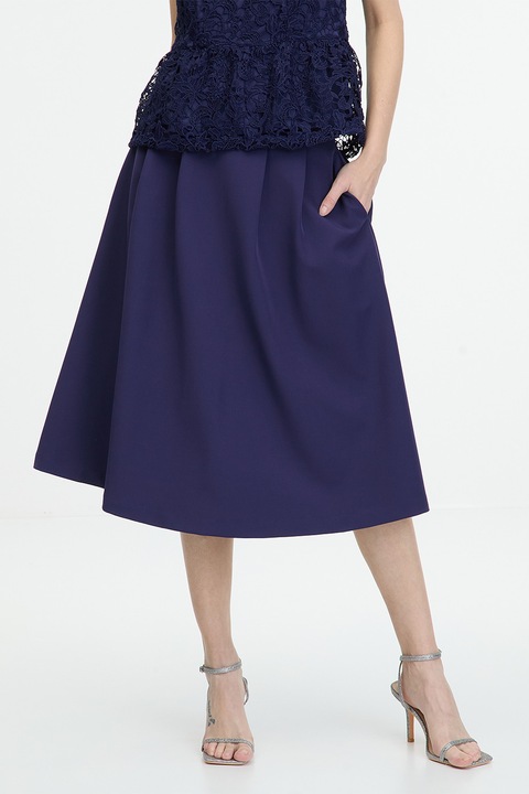 ORSAY, Fusta midi cu croiala pe bie, Albastru inchis