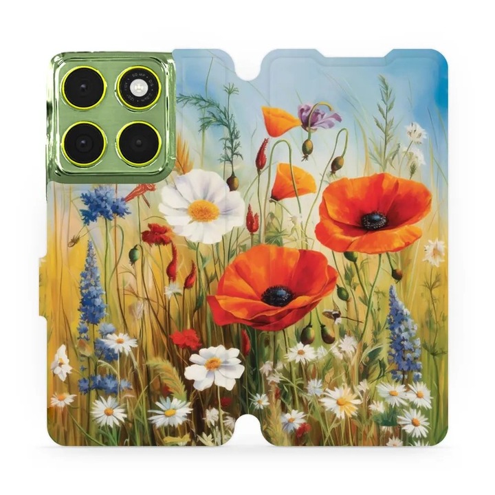 Husa flip Mobiwear pentru Motorola Edge 70, design floral, rezistent la socuri si zgarieturi, multicolor