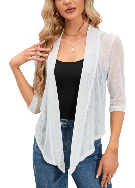 Bluza pentru femei, Kojooin, alba, M, maneci 3/4, material respirabil