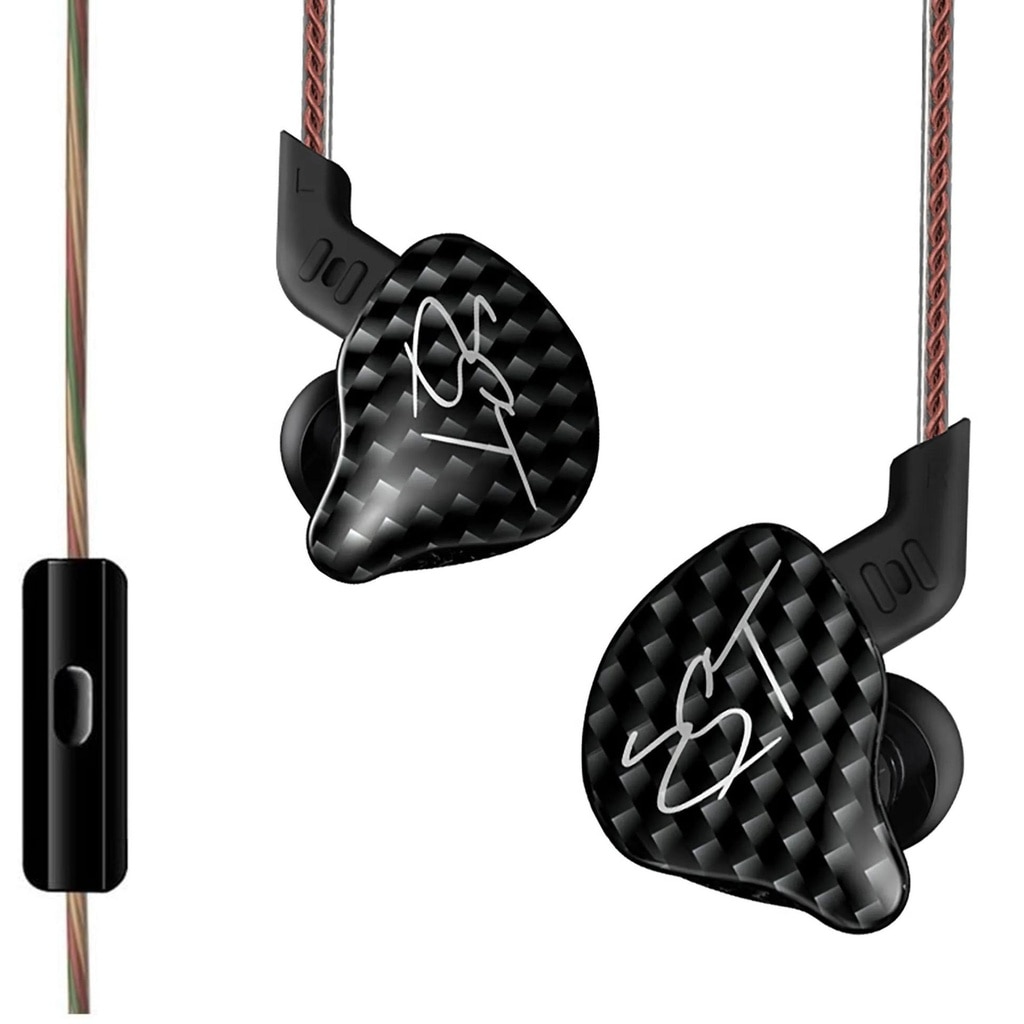 Casti KZ Acoustics ZST, 1BA+1DD, Armatura de echilibru hibrid cu casti dinamice cu fir pentru jocuri, muzician, Negru, Cu Microfon