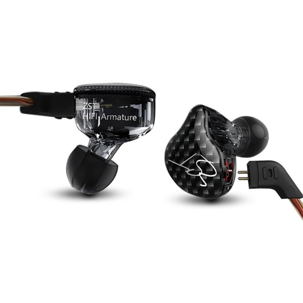 Casti KZ Acoustics ZST, 1BA+1DD, Armatura de echilibru hibrid cu casti dinamice cu fir pentru jocuri, muzician, Negru, Cu Microfon