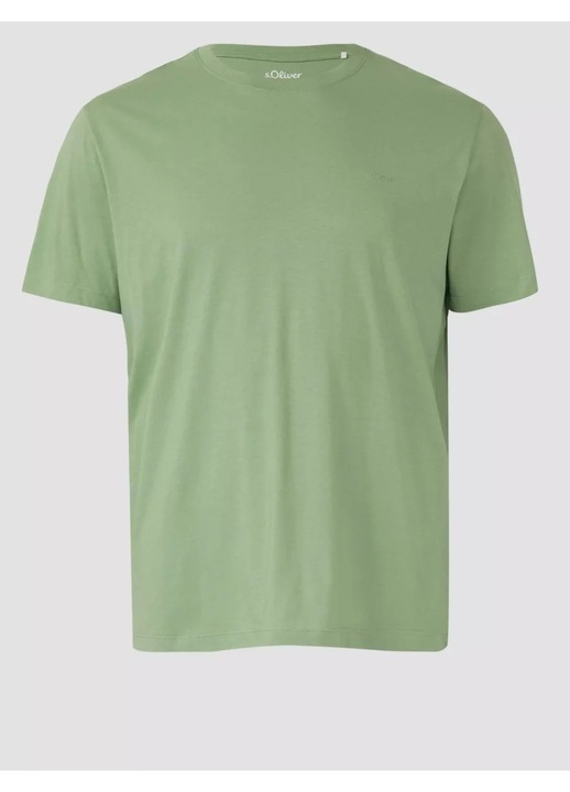 S.Oliver Big Sizes Tricou barbati big sizes, cu decolteu la baza gatului, din bumbac, Verde deschis