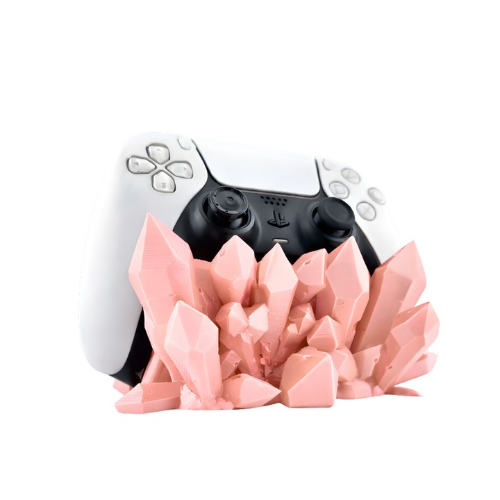Suport Controller 3D pentru Playstation 5, Roz Pastel, Cristale