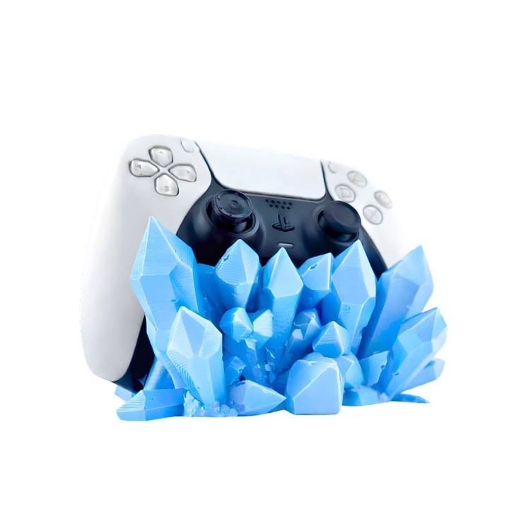 Suport Controller 3D pentru Playstation 5, Albastru Deschis, Cristale
