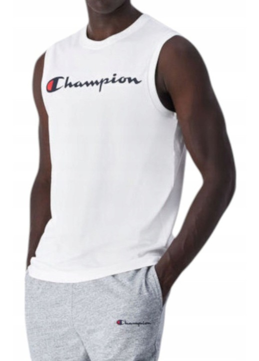 Мъжки потник Champion, бял, памук, с лого, M INTL