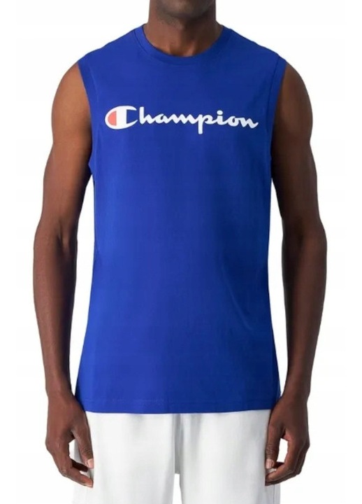 Мъжки потник Champion, син, памучен, с лого