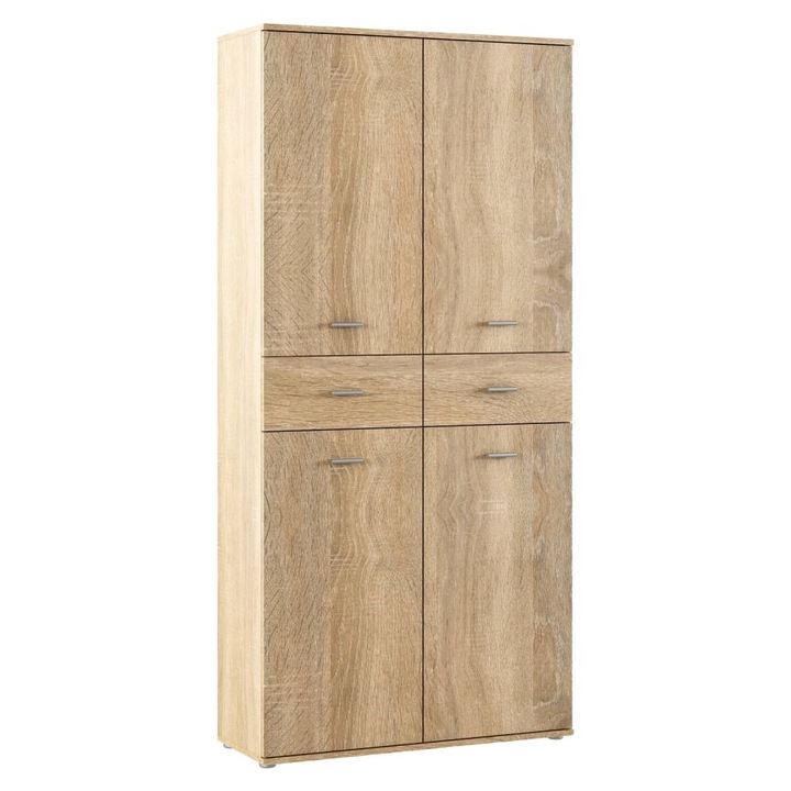 Dulap pantofar DacEnergy©, realizat din DTD laminat, numeroase polite, 2 sertare, 90 x 35 x 190, 8 cm, stejar sonoma