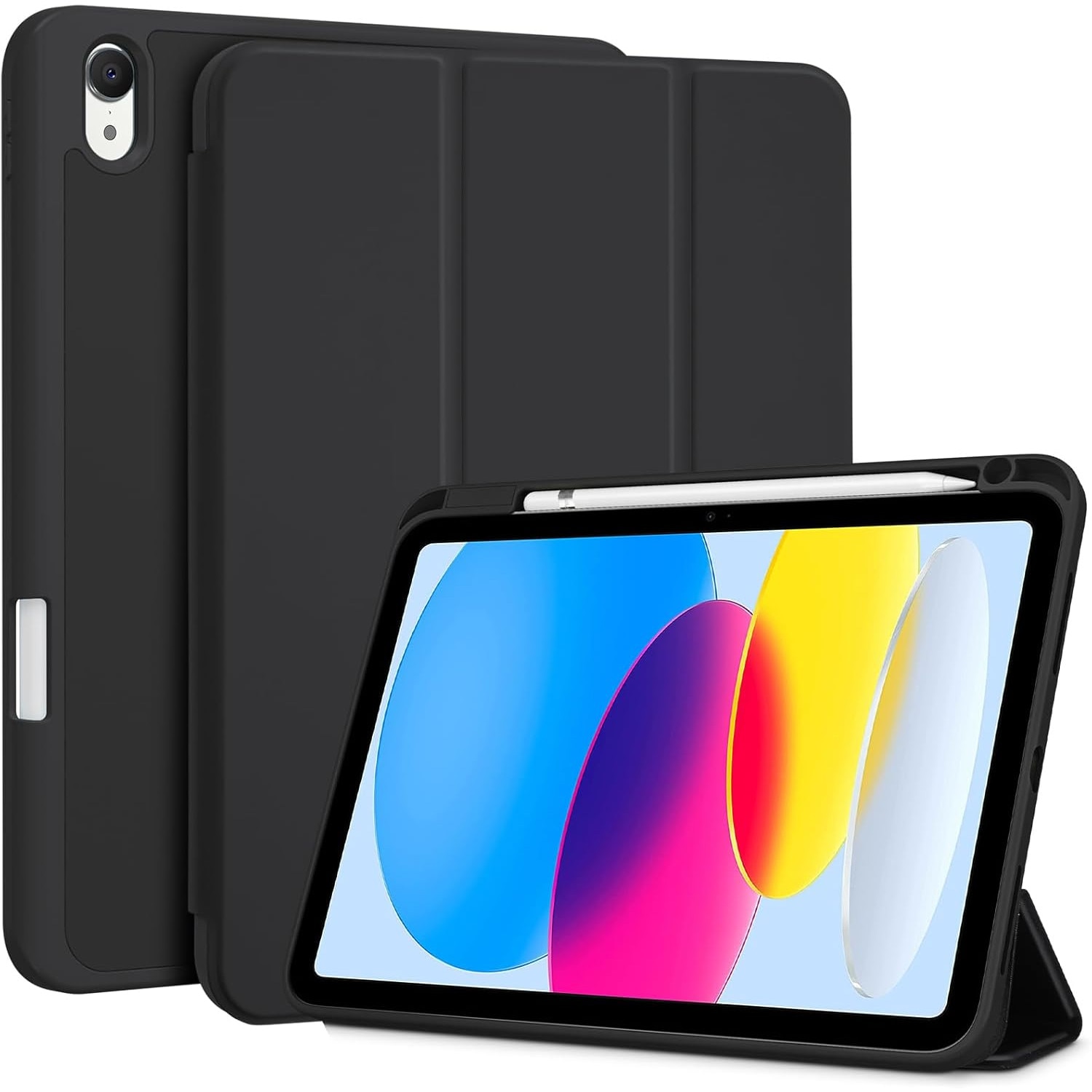 Husa de protectie pentru iPad (A16) 11 generatie de 11 inch 2025, husa pentru iPad 10 generatie de 10, 9 inch 2022, cu suport pentru stilou, husa inteligenta cu suport pliabil in trei, TPU, neagra
