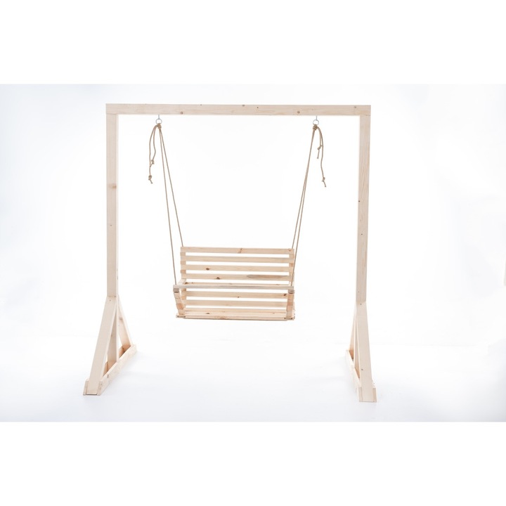 Двойна детска дървена люлка Lemnart DSJ1 – Еко, ръчна изработка, натурален цвят (без стойка)