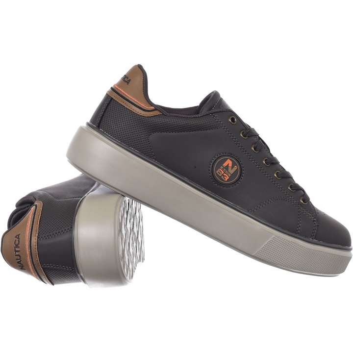Tenisi barbati Nautica CAYENNE, maro-gri, material sintetic-textil, inchidere cu sireturi, talpa cauciuc