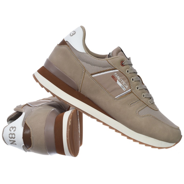 Tenisi barbati Nautica, ARNOLD, bej, material textil si sintetic, talpa aderenta