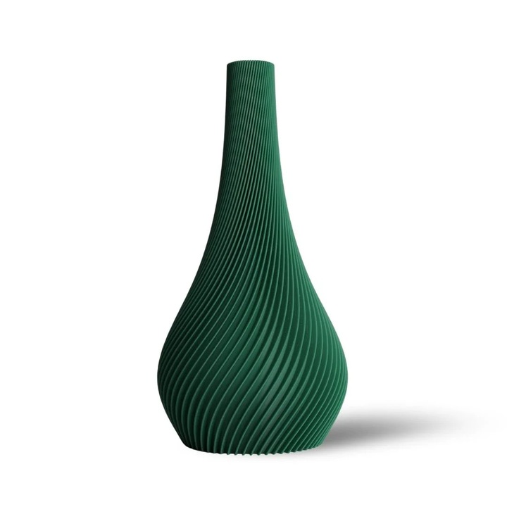 Vaza decorativa, 3D, verde, textura mată, 25cm