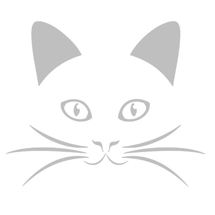 Sticker auto contur fata pisica, 20cm, gri