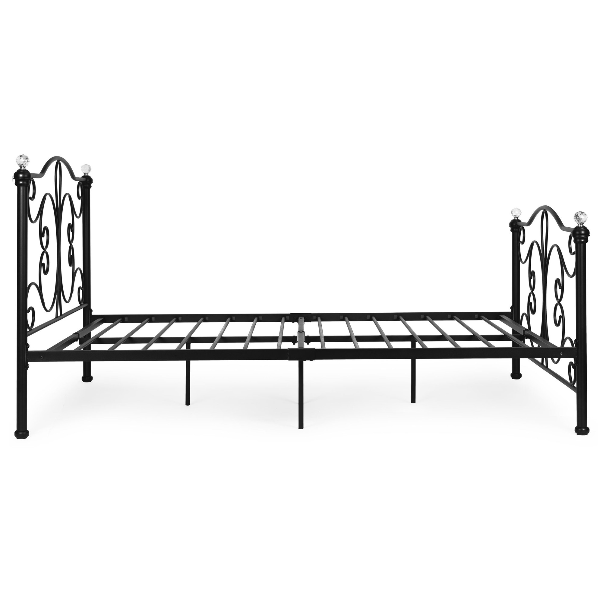 Limitator Rama Pat Pat metalic 160x200 cm cu suport, rama neagra, cristale, ModernHome ...
