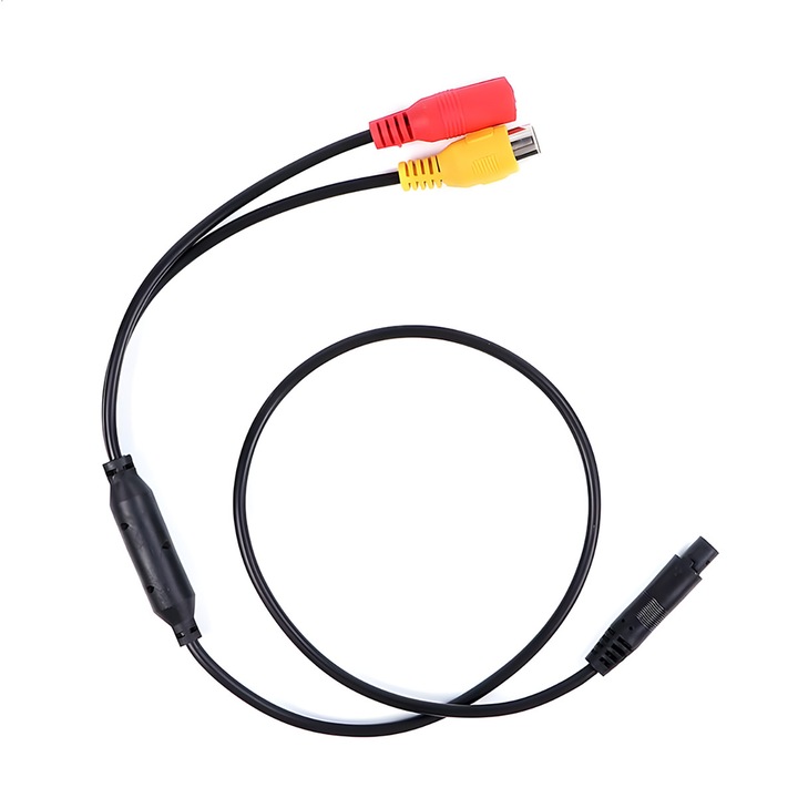 Cablu Adaptor pentru camera marsarier 4 pini conector CVBS RCA femei, Adaptor de alimentare semnal, Lungime 36 cm