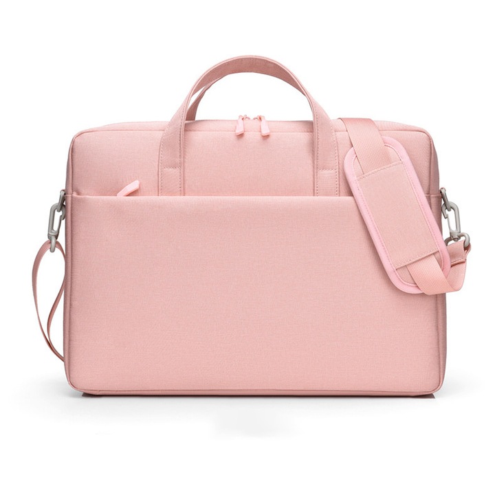 Geanta laptop impermeabila Oxford 14 inch, ORBER, protectie antisoc, antifurt, capacitate mare, rezistenta la uzura, respiratie, potrivita barbati/femei, pentru notebook 14 inch, culoare simpla，roz