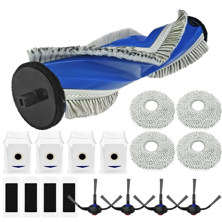 Set accesorii pentru aspirator, de inalta calitate, pentru Ecovacs Deebot T30 Omni/T30 Pro Omni, cu 1 perie tambur, 4 filtre, 4 perii laterale, 4 laveti de mop, accesorii de curatare