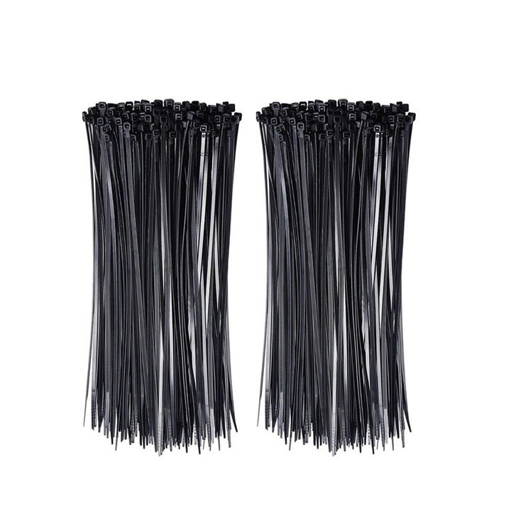 Set 100 coliere, 20x2.5cm, negru, auto-blocare