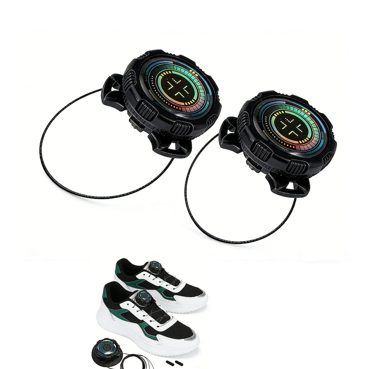 Sireturi sport Auto-Cinch, anti-alunecare, negru, set pentru copii si adulti LLacoane Sport Auto-Cinch cu Buzunar Rotativ 160cm