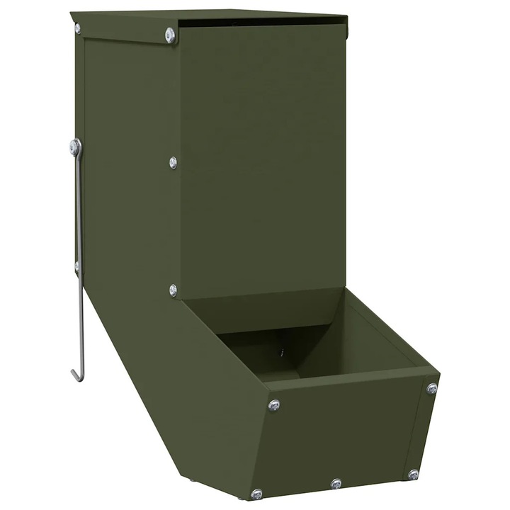 vidaXL Nyúl Etető Olajzöld 12, 5 x 26 x 28, 5 cm Hidegen Hengerelt Acél 874598
