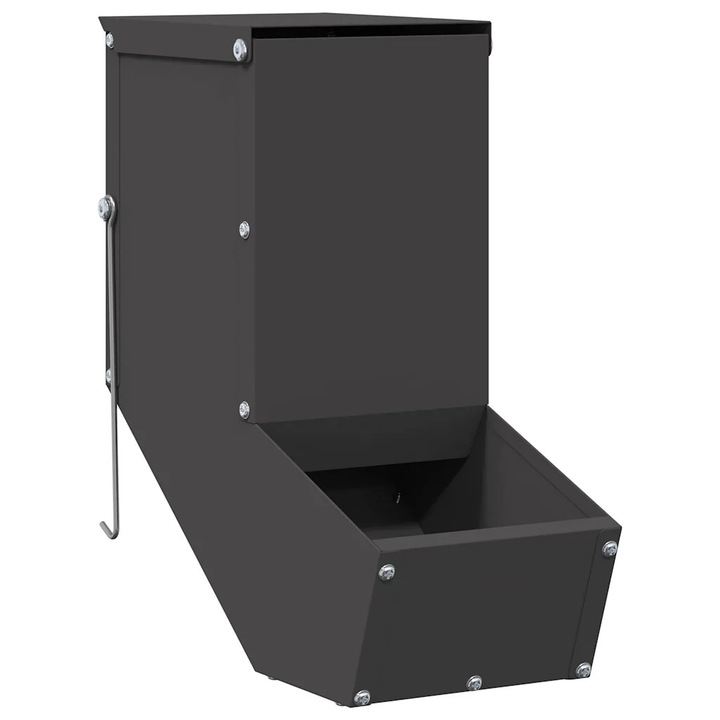 vidaXL Nyúl Etető Fekete 12, 5 x 26 x 28, 5 cm Hidegen Hengerelt Acél 874597